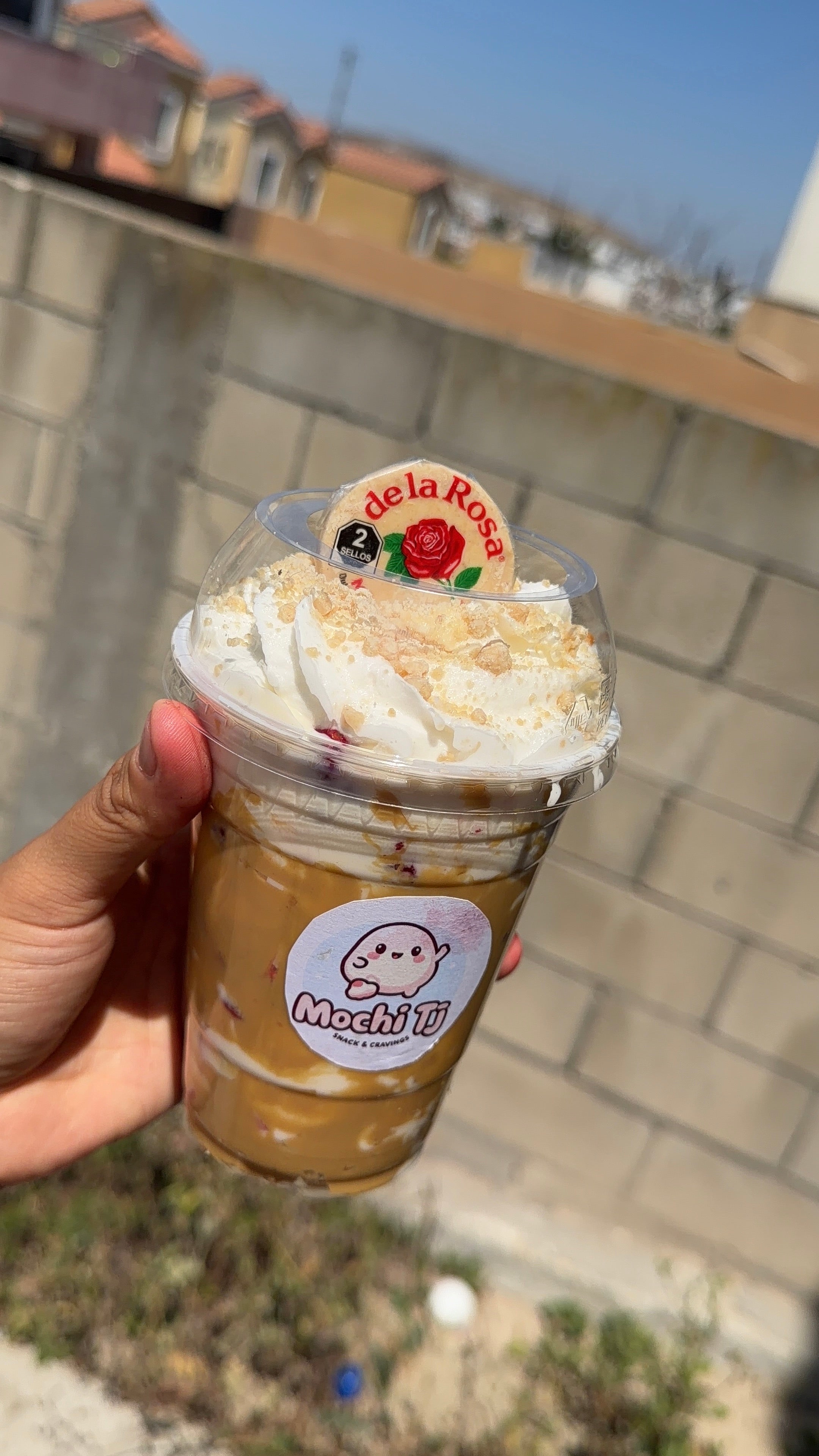 Fresas con crema de mazapan vaso chico