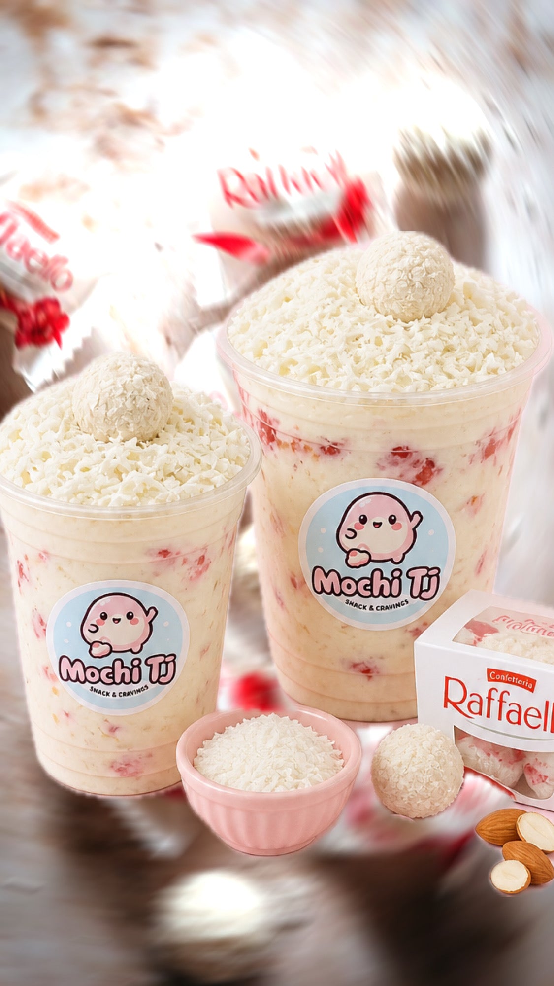 Fresas con crema rafaello vaso chico